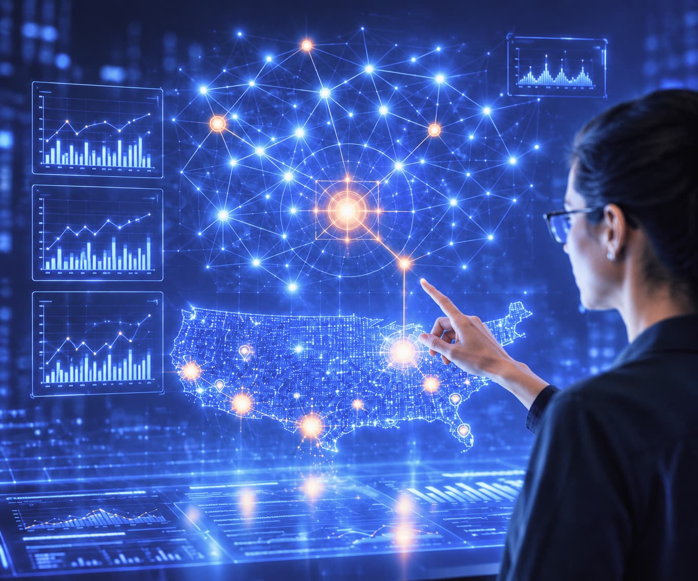 Analyst reviewing healthcare data patterns across the United States